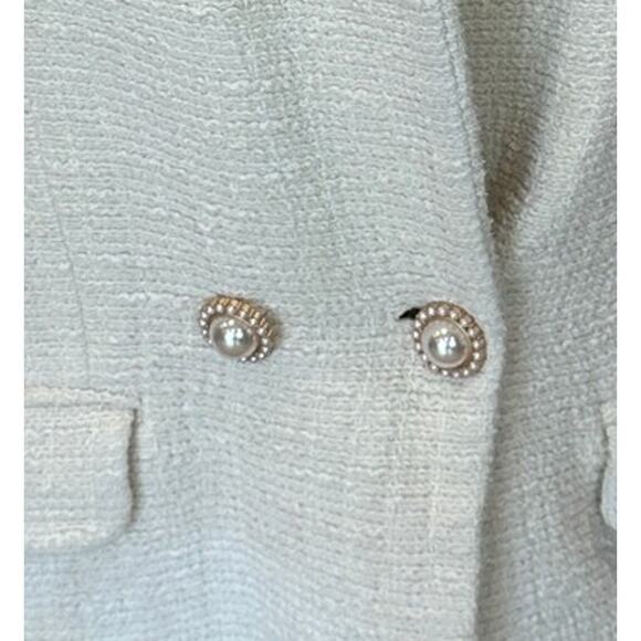 Maje White Tweed Blazer SMALL Tailored Cotton Boucle Quiet Luxury Designer $600 - Picture 11 of 11